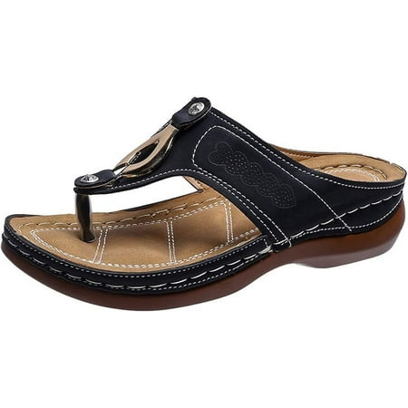 

XWQYRG Women s Sandals Flip Flops Summer Bohemian Wedge Open Toe Casual Comfortable Cushion Walking Beach Sandals Lady Shoes