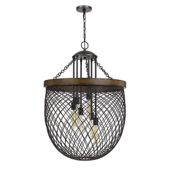 Cal Lighting Marion 6-Light Metal Chandelier with Mesh Shade in Bronze/Brown