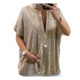 thumbnail image 2 of Joernso T-shirt Sequins Loose Female Women Short Sleeve Oversize Blouse for Daily Life, 2 of 8
