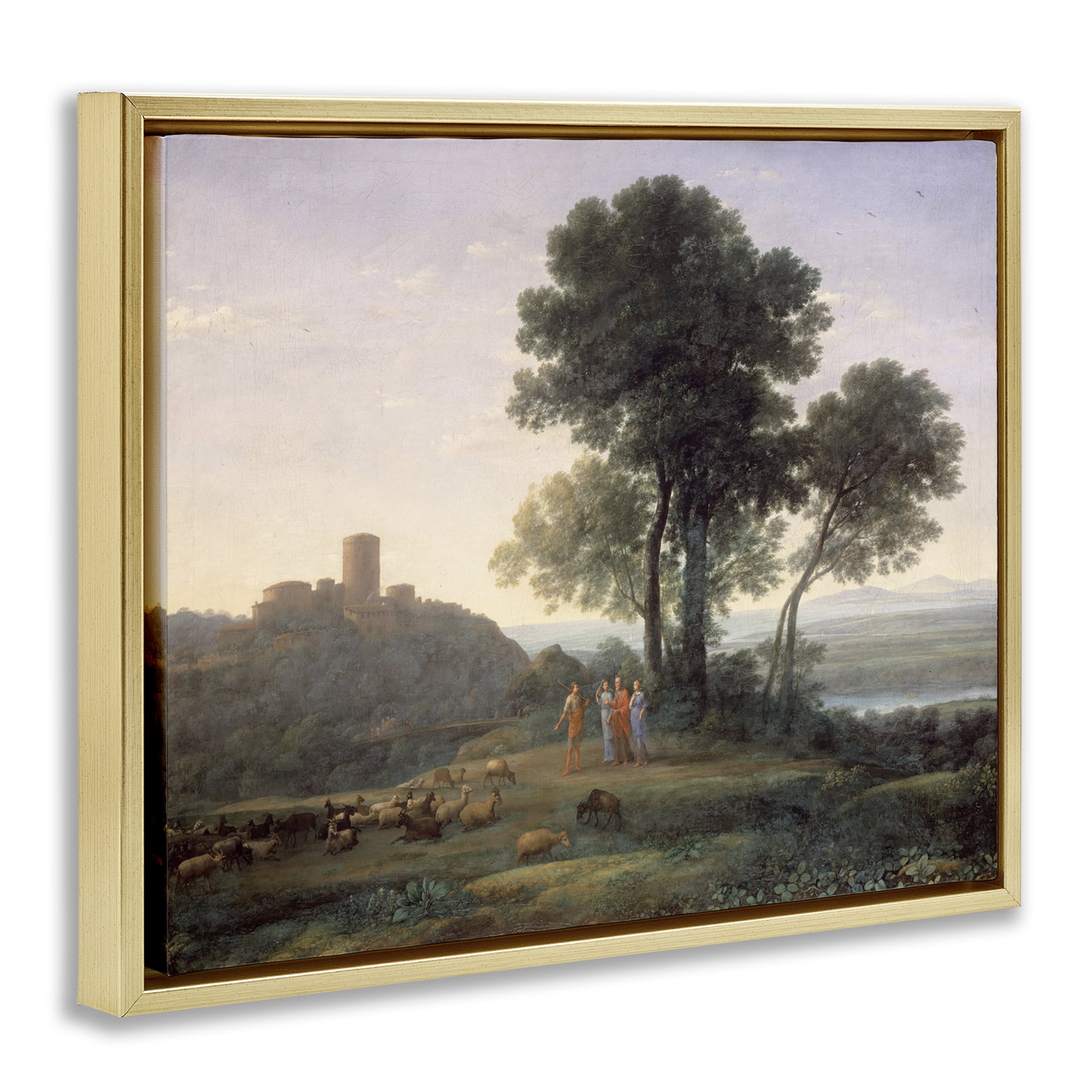 Stupell Industries Classic Claude Rural Landscape Landscape & Nature Painting Gold Floater Framed Canvas Art Print Wall Art, 31 x 25