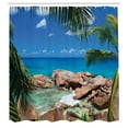 thumbnail image 3 of Ambesonne Turquoise Shower Curtain, Palm Tree Coastline, 69"Wx84"L, Turquoise, 3 of 5