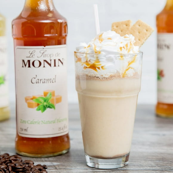 Monin 750 mL Zero Calorie Natural Caramel Flavoring Syrup