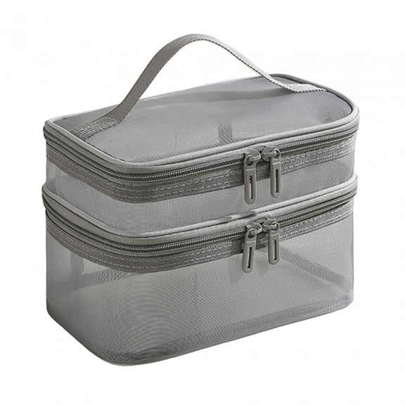 Travel Toiletry Bag Bathroom Cosmetic Organizer Cosmetic Bag with Zipper Multifunctional Handbag Portable for Full Size Bottles Toiletries Gray
