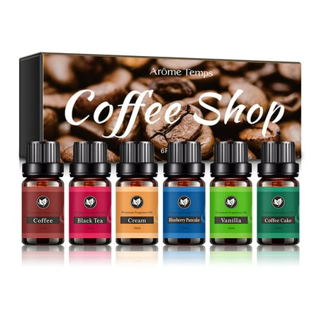 BSROLUNA Aromatherapy Essential Oils Diffuser Oil Gift Set-Coffee Shop:Coffee,Black Tea,Cream,Blueberry Pancake,Vanilla,Coffee cake