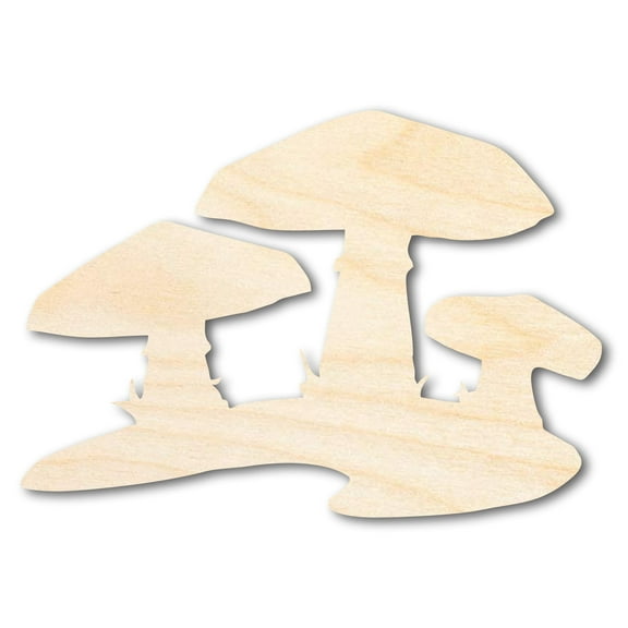 Unfinished Wood Mushrooms Shape - Craft - up to 46" 12" / 1/8"