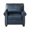 thumbnail image 6 of Faux Leather Single Sofa Chair, Modern PU Accent Chair with Solid Wood Legs and Silver Nail Head Trim, Single Club Armchair for Bedroom, Home Reception, Living Room, Office, Apartment, Navy Blue, 6 of 7