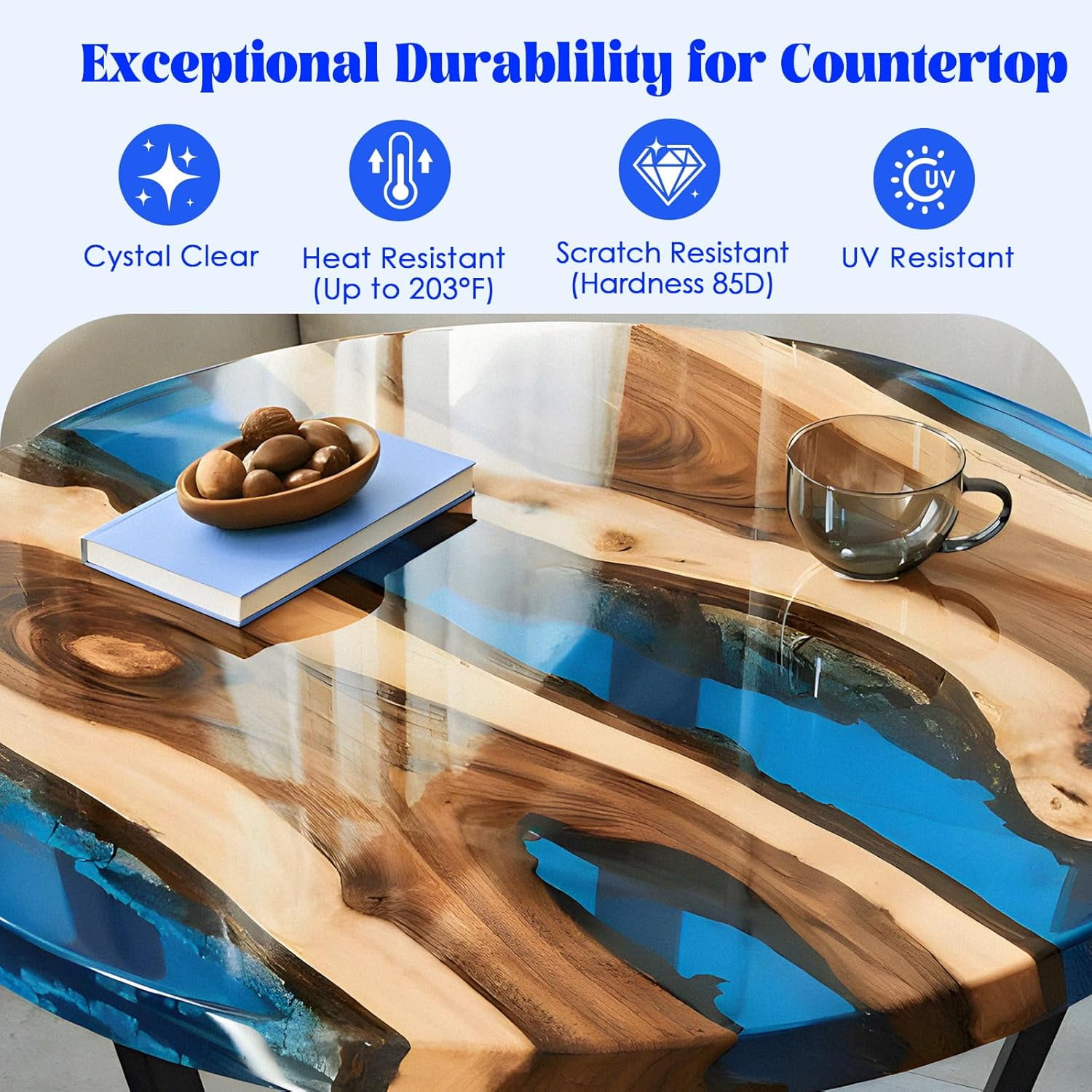 624OZ Epoxy Resin Kit，With 32 luminous power Crystal Clear Epoxy Resin, Strong, Bubble-Free, Anti-Yellowing Art Resin That, Suitable for Casting, DIY, Molds, Jewelry, Easy to Mix 1:1 Ratio