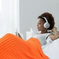 thumbnail image 7 of Cotton Knitted Throw Blanket Soft Warm Cable Knit Blanket , Orange, 7 of 7