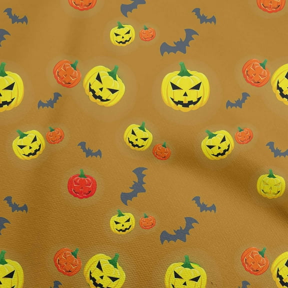 oneOone Viscose Chiffon Dark Mustard Fabric Halloween Quilting Supplies Print Sewing Fabric By The Yard 42 Inch Wide