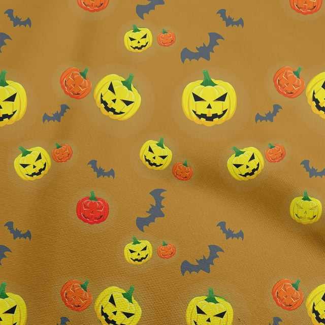 oneOone Cotton Flex Dark Mustard Fabric Halloween Craft Projects Decor Fabric Printed By The Yard 40 Inch Wide