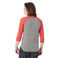 thumbnail image 3 of alternative men's raglan 3/4 sleeve henley shirt, grey/true red, medium, 3 of 3