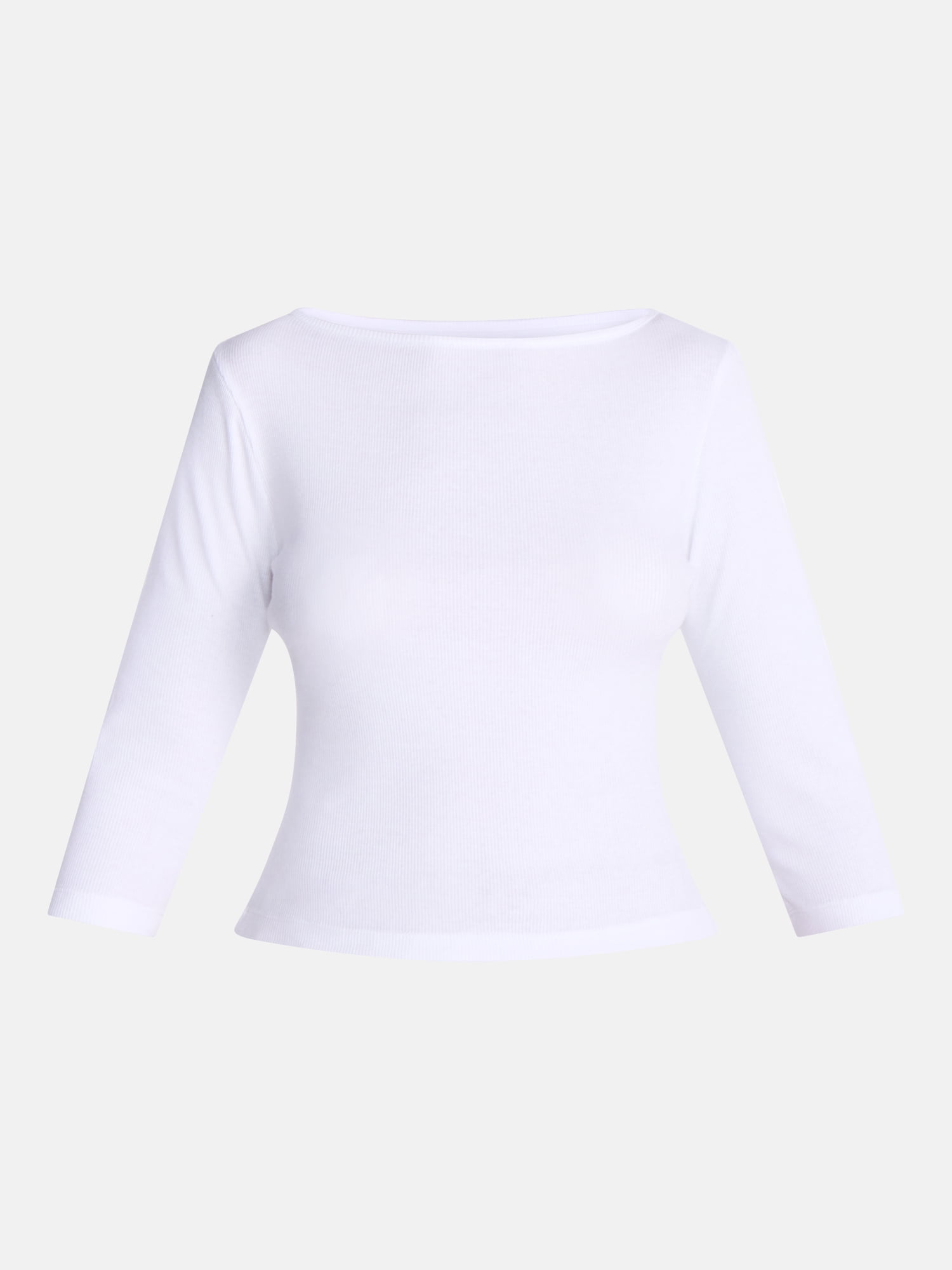 No Boundaries Cotton Tee with 3/4 Length Sleeves, Women’s XXS-XXL