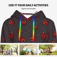 thumbnail image 4 of Lsque Red Ladybugs On Dark Background Pattern Casual Women's Hoodie,Hooded Sweatshirt with Kangaroo Pocket,Pullover Hoodie with Eye-catching Drawstrings-Small, 4 of 7