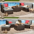 thumbnail image 3 of Patio Furniture Set Clearance, 5 Pieces Outdoor Conversation Set with Wicker Sofa Set and Tempered Glass Table for Garden & Backyard, Gray, 3 of 6