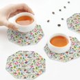 thumbnail image 6 of Bingfone Vintage Rabbit And Butterfly Leather Drinks Coasters with Set of 6,Suitable for Home Kitchen,Coffee Cup Coasters Home Gift, 6 of 7