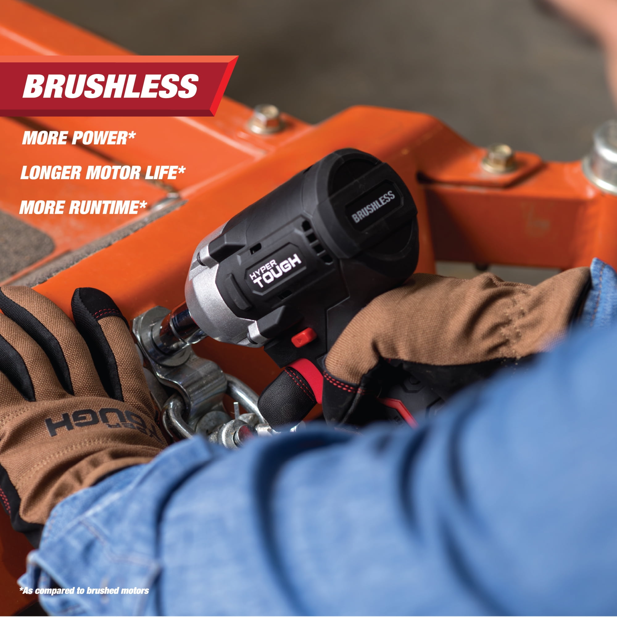 Hyper Tough 20V Max Compact Brushless 1/2-inch Impact Wrench with 2.0Ah Lithium-Ion Battery and Charger, 350 ft-lbs Torque