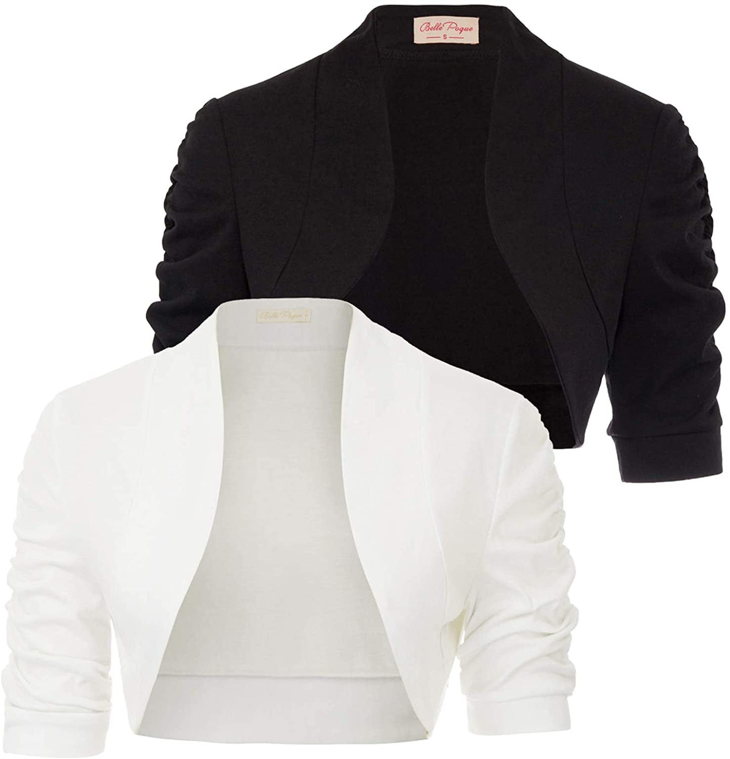 Belle Poque Women's Short Sleeve Shrug Open Front Cotton Cardigan Bolero Jacket… 