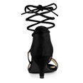 thumbnail image 3 of BLISSFUL STEP Women's Open Toe Kitten Heel Lace Up Sandals, 3 of 7