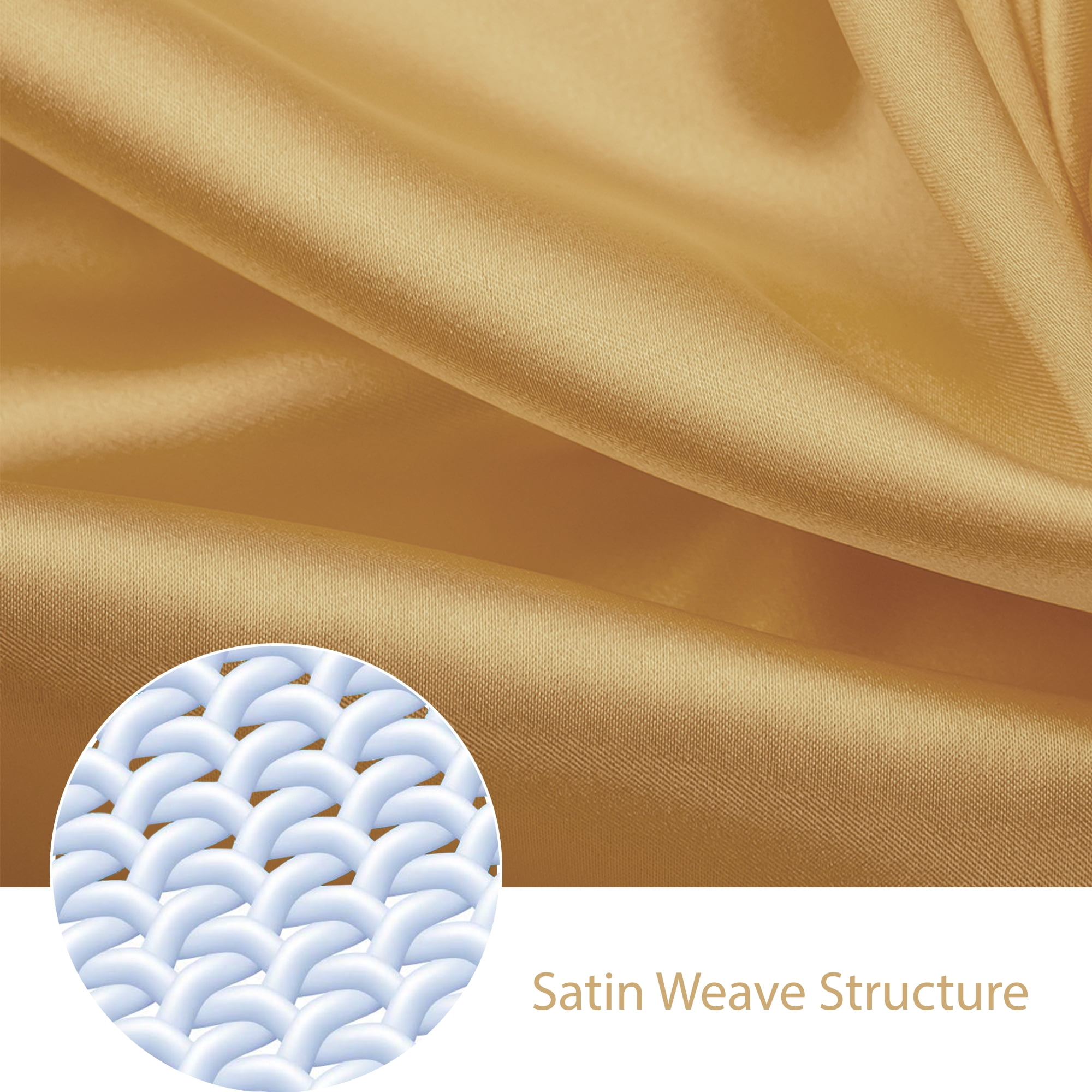 Silky Satin Bed Sheet Set 4-Piece (Gold, Queen)