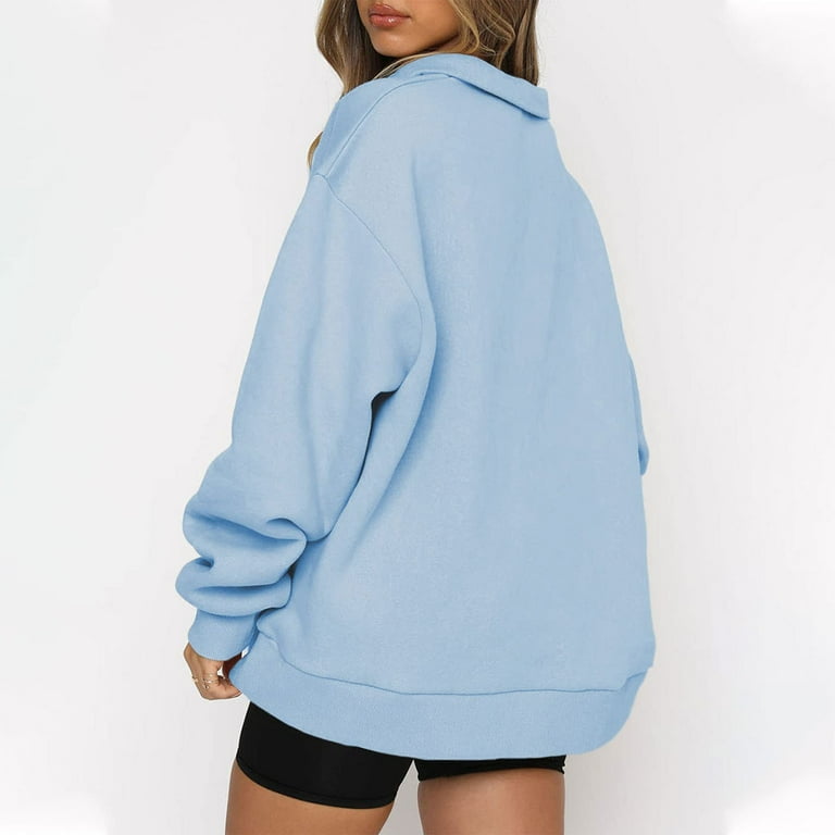 Inadays Trendy Queen Women's Hooded Tops, Half Zip Oversized