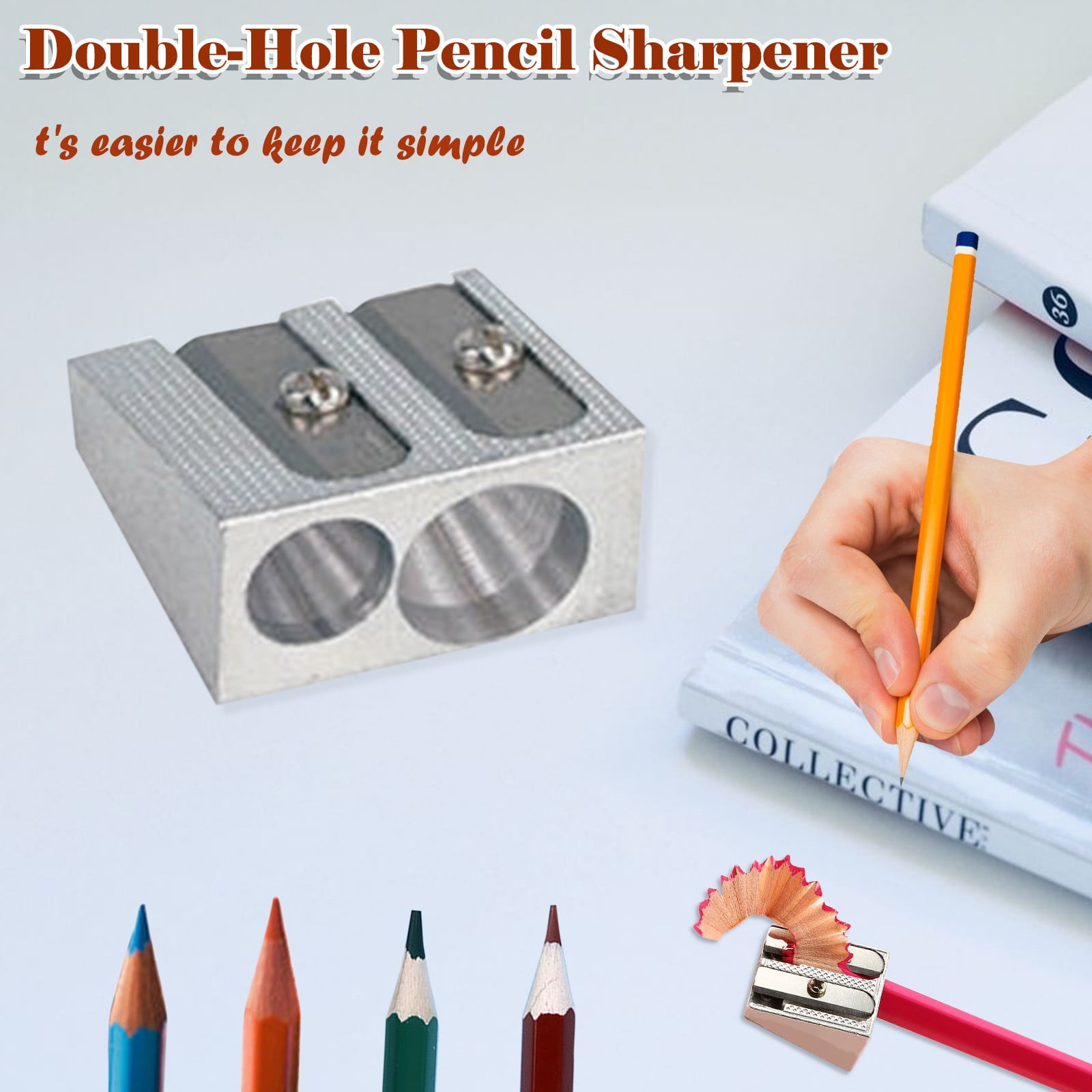 Metal Aluminium Single And Double Hole Pencil Sharpener New Brand K3Y2 