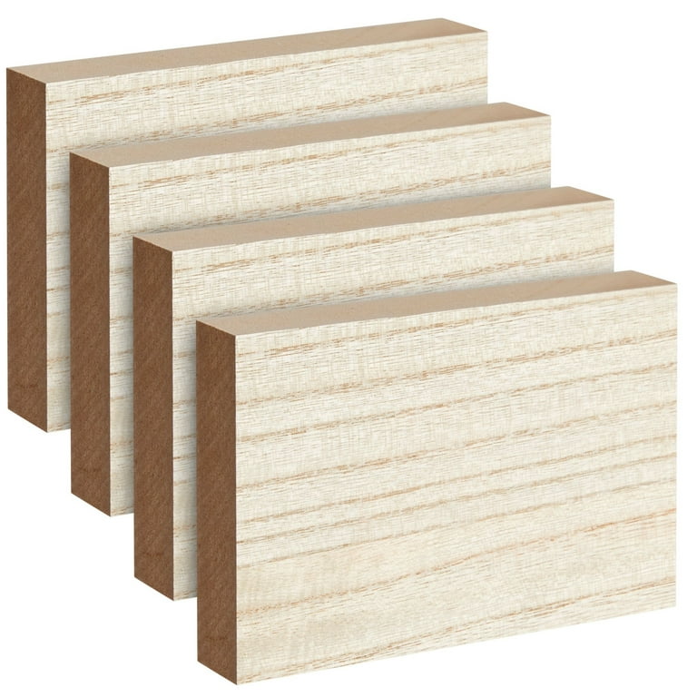 Unfinished Wood Rectangles for Crafts (6x4 in, 4 Pack)