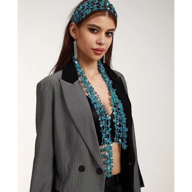 Delicate Sequins Scarf for Ladies Masquerades Lightweight Collars Wedding Party Scarf with Shinning Sequins White