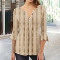 thumbnail image 2 of Camisetas con Cuello en V Mujeres Moda Impresa 3/4 Mangas Blusa, Top Cómodo Casual para el Hogar Y Diario, 2 of 5