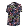 thumbnail image 2 of Balery Snake And Flower Printed Men’s Short Sleeve Polo Shirt, Midweight Men's Shirt,Golf Polo shirts -X-Large, 2 of 9