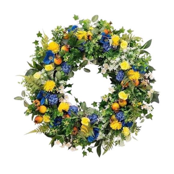 Corona de puerta de entrada, sencilla, decorativa, primaveral, artificial, para colgar. Diámetro 45cm
