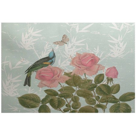 Asian Rug - Simply Daisy 2' x 3' Asian Rose Floral Print Indoor Rug