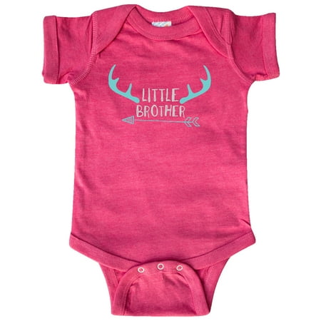 

Inktastic Little Brother Deer Antlers Arrow - Blue Gray Gift Baby Boy Bodysuit
