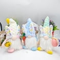 thumbnail image 5 of Easter Gnomes Decorations for Home 13inch Gnomes Plush Bunny Hold Easter Eggs Carrots Handmade Gnome Doll Rabbit Gifts Indoor Spring Tired Tray Decor (Cyan), 5 of 8