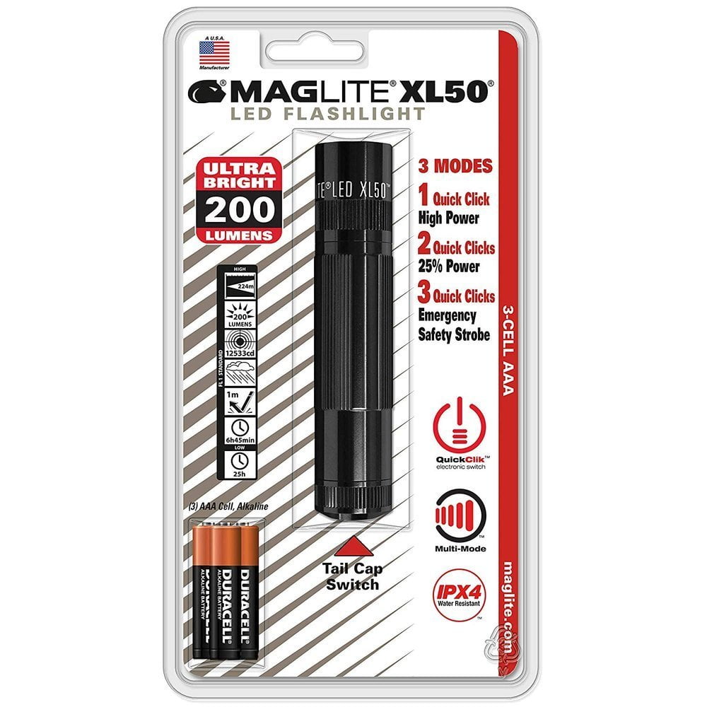 マグライト XL50 LED 3セル AAA フラッシュライト Maglite Xl50 Led 3-Cell Aaa Black Flashlight - Walmart.com