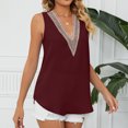 thumbnail image 7 of Idoravan Tank Tops for Women Fashion Women's Ladies V Neck Lace ing Tops Solid Color Sleeveless Blouse Vest, 7 of 7
