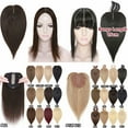 thumbnail image 6 of MY-LADY Clip in Hair Topper 100% Remy Human Extensions Women Toupee Silk Base Hairpiece with Bangs for Loss Hair #04 Medium Brown 12", 6 of 6