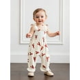 thumbnail image 5 of Rovasas Toddler Baby Girl Smocked Overalls Strawberry Tie Shoulder Jumpsuit, 5 of 9