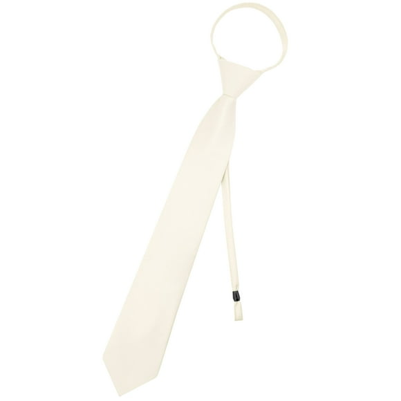 Vesuvio Napoli Pretied Men'S Necktie Solid Off White Color Mens Zipper Neck Tie