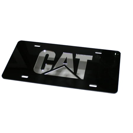 Mirrored License Plate - Caterpillar CAT Equipment Black & Silver Acrylic Laser Cut Mirrored License Plate