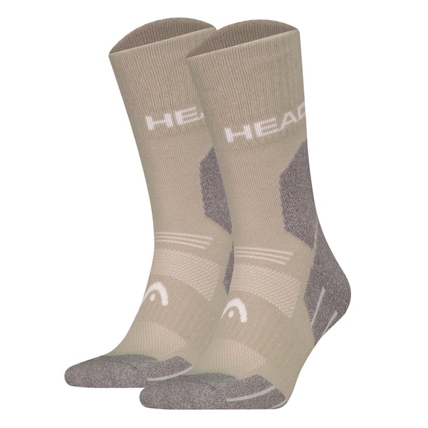 HEAD Calcetines de senderismo unisex, pack de 2 - Hiking All Climates Crew, calcetines deportivos, logo Taupe 35-38