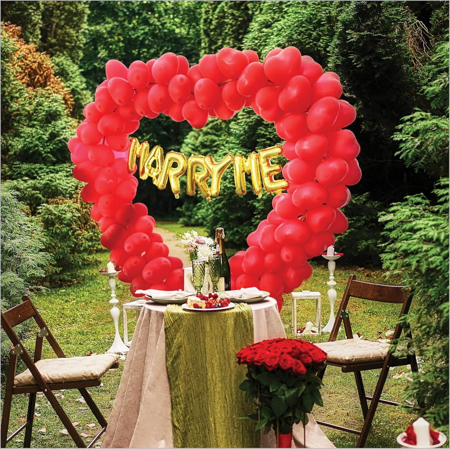 Upper Midland Products Romantic Balloon Arch Sign Marry Me Proposal Decorations & Engagement Party Decorations