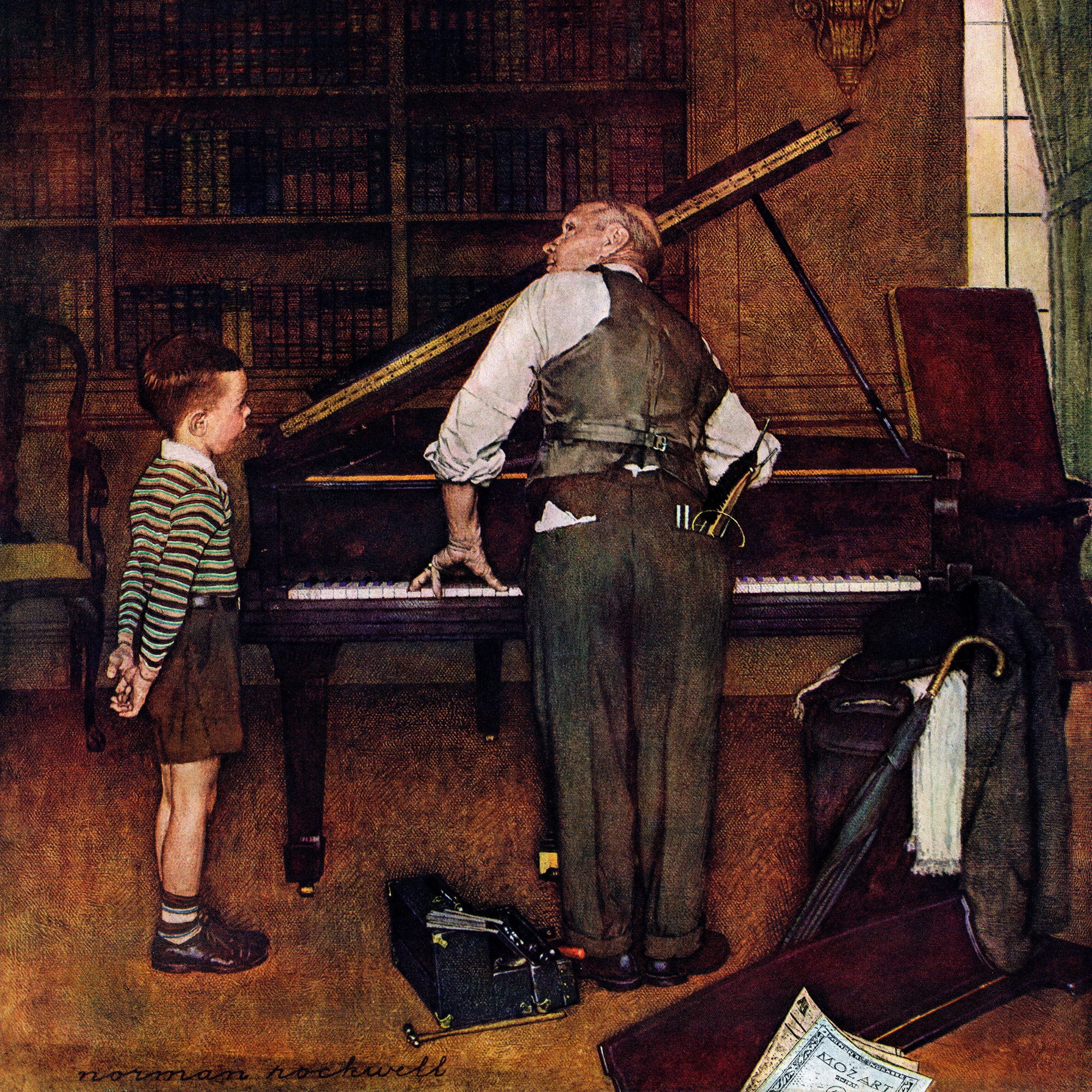 Marmont Hill "Piano Tuner" by Norman Rockwell Painting Print on Canvas