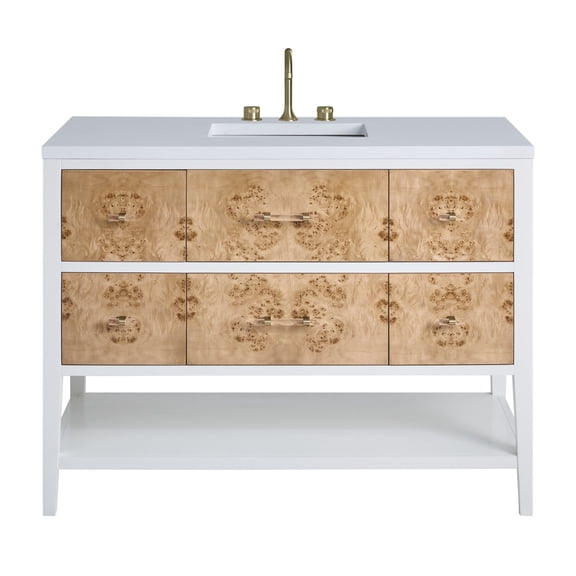 James Martin Vanities D804-V48-3Wz Olena 48" Single Basin Wood Vanity Set - Polished White