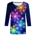 thumbnail image 4 of Mifsaly Christmas Shirts for Women Plus Size 3/4 Sleeve Pullover Tops Crewneck Xmas Funny Printed Classic T-Shirts Bright and Merry Festival Party Blouse 2025 Holiday Gifts Outfits, 4 of 5