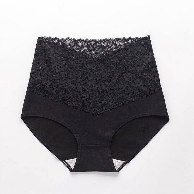 Ropa interior de cintura alta con escote en V para mujer, de algodón, antibacteriana, con encaje en la entrepierna, tentación caliente, bragas para el vientre para niñas