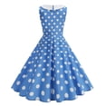 thumbnail image 4 of FRSASU Women's Vintage Polka Dot Dresses Rockabilly Cap Sleeve Dress Trendy Elegant A Line Cocktail Dress Blue, 4 of 6