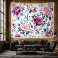thumbnail image 5 of Lush Peonies with Berries and Leaves Against a White Background, Romantic Watercolor for Flower Lovers, Botanical Wall Art, Mother's Day Gift Tapestry Wall Hanging for Bedroom and Living Room, 5 of 6