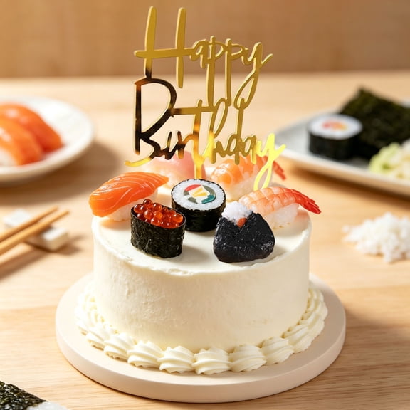 Japanese Sushi Theme Birthday Cake Decoration Set - Creative Fusion Party Decor for Unique Celebrations