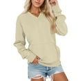 thumbnail image 2 of HLKJKLS Oversized Sweatshirt For Women V Neck Fleece Cute Pocket No Hood Oversized Comfy Fall Winter Tops Beige S-Xxl, 2 of 4