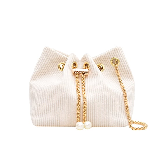 Leodye 1PCS Womens Bucket Shaped Crossbody Shoulder Bag Chain and Flannelette Material Multifunctional Handbag for Work and Daily Commute -6.3 * 3.54 * 5.51in